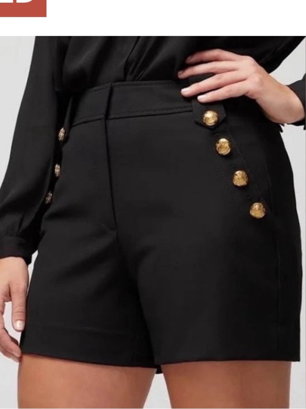 White House Black Market Black Shorts with Gold Buttons size 10